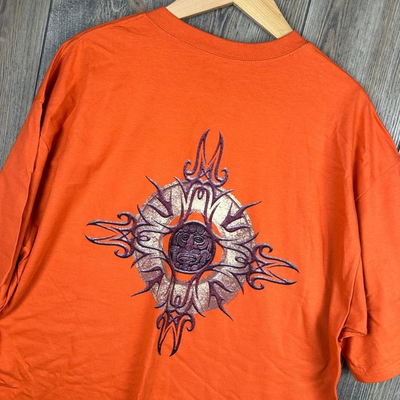 Crazy Shirts Hawaii Vintage T-Shirt XL Orange Tribal Sun Face Graphic Tee - Picture 1 of 8